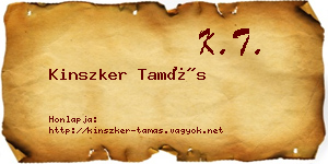 Kinszker Tamás névjegykártya